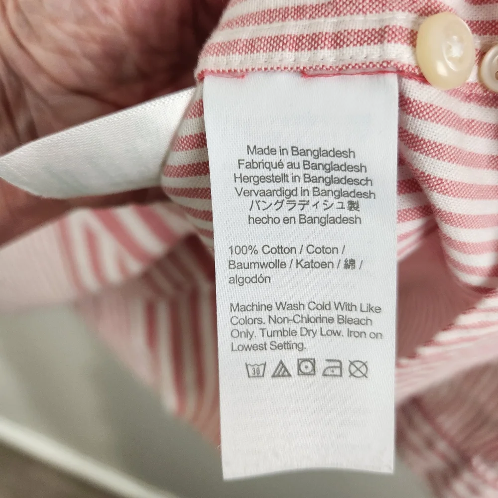 J. Crew The Broken-In Oxford Organic Cotton Striped Shirt Size XL preppy Summer